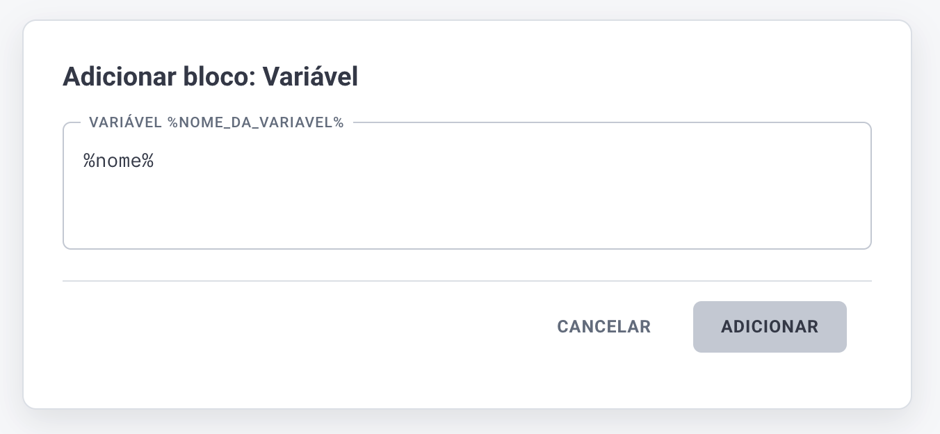 FlowBuilder Formulário Bloco Variável